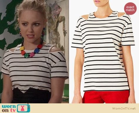 The Carrie Diaries Fashion: Topshop Split Shoulder Stripe Tee worn by Carrie Bradshaw