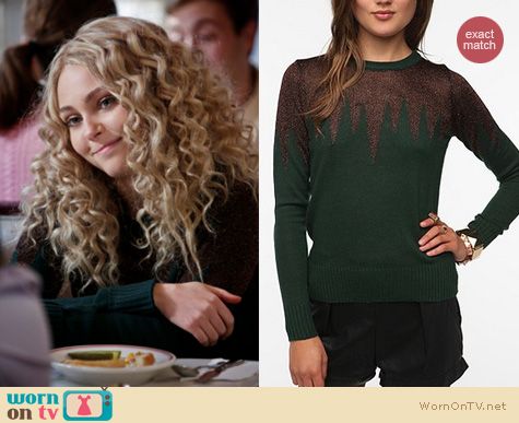 Carrie Diaries Fashion: Urban Outfitters Lucca Couture Lurex Icicle Pullover worn by Anna SophiaRobb