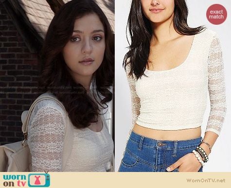 The Carrie Diaries Fashion: Urban Outfitters Bodycon Cropped Top by Pin + Needles worn by Katie Findlay