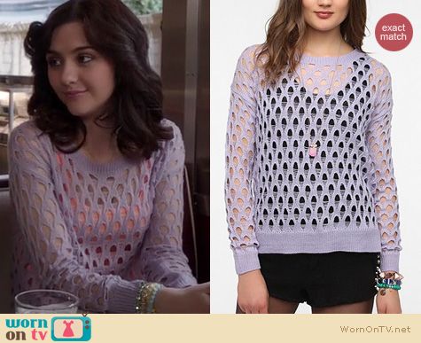 The Carrie Diaries Fashion: Urban Outfitters Sparkle and Fade Destroyed Mesh sweater worn by Katie Findlay