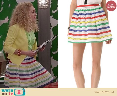 The Carrie Diaries Style: Alice + Olivia belted striped flare skirt worn by AnnaSophia Robb