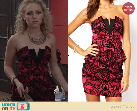 The Carrie Diaries Style: Lipsy Bandeau Dress with Flocking worn by AnnaSophia Robb