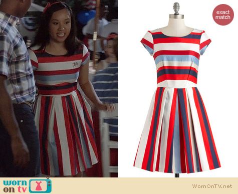 The Carrie Diaries Style: ModCloth Nautical in the World Dress worn by Ellen Wong