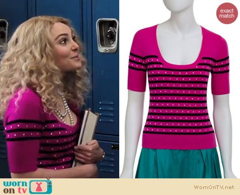 The Carrie Diaries Style: Nanette Lepore Lunar top in pink worn by AnnaSophia Robb