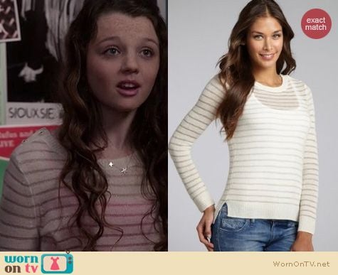 The Carrie Diaries Style: Rebecca Taylor Cashmere metallic striped sweater worn by Stefania Owen