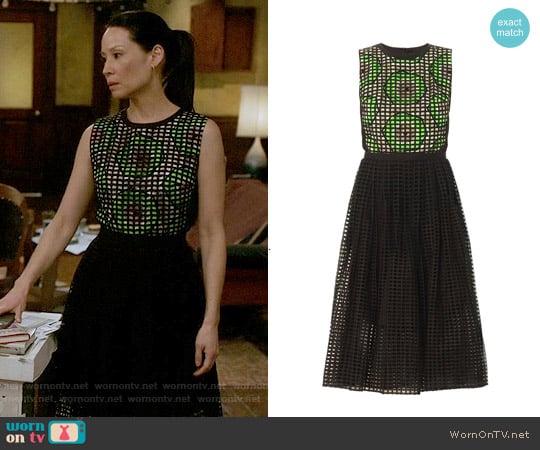 Carven Broderie Anglasie Kiwiprint Dress worn by Joan Watson (Lucy Liu) on Elementary