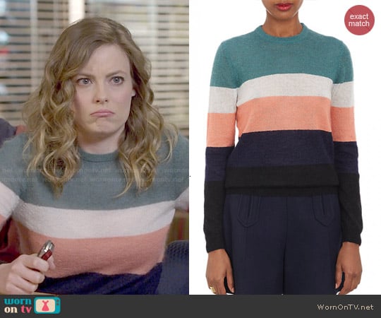 Carven Multi-Color Stripe Pullover Sweater worn by Britta Perry (Gillian Jacobs) on Community