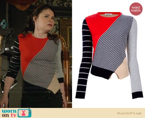 Carven Multi Patterned Sweater worn by Emilie De Ravin on OUAT