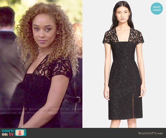 Carven Short Sleeve Lace Sheath Dress worn by Zoey Dalton (Chaley Rose) on Nashville