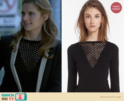 Castle Fashion: Maje Dramaturg Sweater worn by Stana Katic