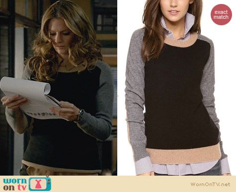 Fashion of Castle: Top Secret Boston Crewneck Sweater worn by Stana Katic