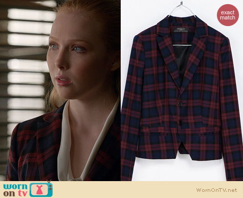 Fashion of Castle: Zara blue checked blazer worn by Molly Quinn