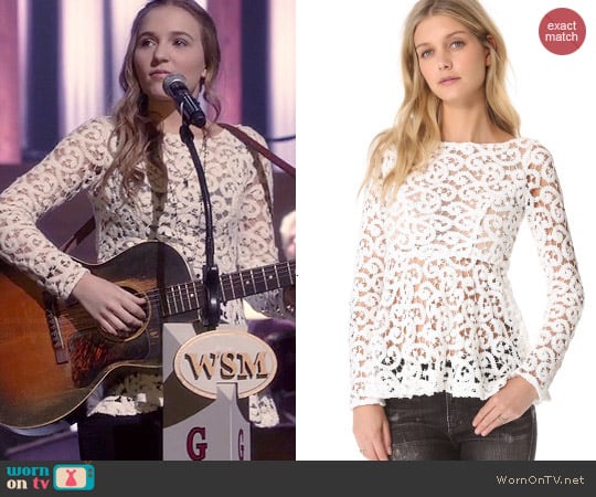 Catherine Malandrino Lalique Peplum Blouse worn by Maddie Jaymes (Lennon Stella) on Nashville