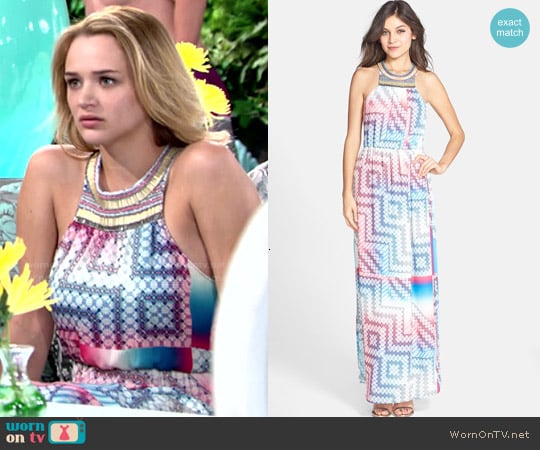 Charlie Jade Beaded Print Maxi Dress worn by Summer Newman (Hunter King) on The Young and the Restless