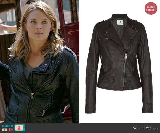 Charlotte Ronson Fashion for Relief Leather Jacket worn by Stana Katic on Castle