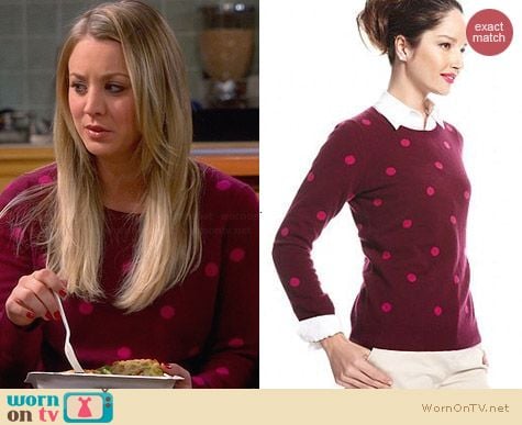 Charter Club Polka dot Sweater worn by Kaley Cuoco on The Big Bang Theory