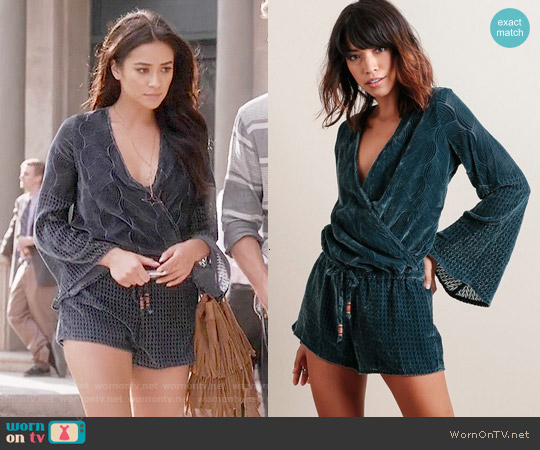 Chaser Burnout Velvet Romper worn by Emily Fields (Shay Mitchell) on Pretty Little Liars