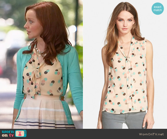 Chelsea28 Smocked Shoulder Top in Beige Flushed Layered Circles worn by Cassandra Cillian (Lindy Booth) on The Librarians