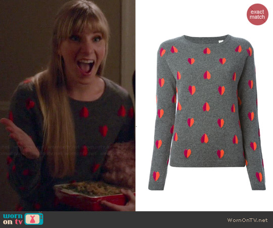 Chinti & Parker Intarsia Heart Sweater worn by Brittany Pierce on Glee