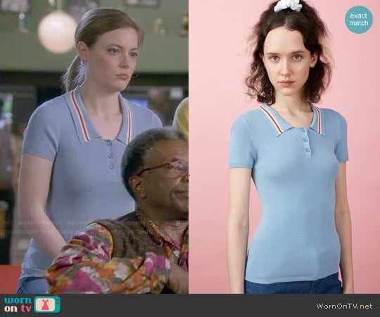 Chloe Sevigny for Opening Ceremony 'Westerburg' Short Sleeve Polo Top worn by Britta Perry (Gillian Jacobs) on Community