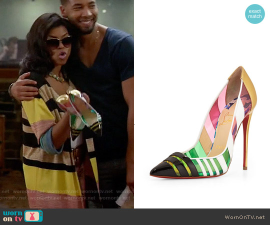 Christian Louboutin Front Double Multicolor PVC & Leather Pump worn by Cookie Lyon (Taraji P. Henson) on Empire