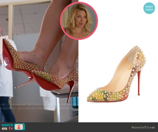 Christian Louboutin Follies Spiked Cork Red Sole Pump worn by Kate Davis (Tabrett Bethell) on Mistresses