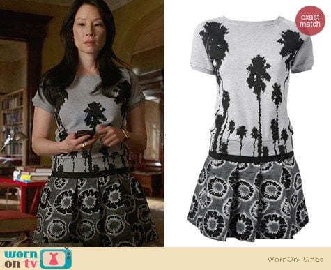 Christian Pellizzari Tree Print Dress worn by Lucy Liu on Elementary