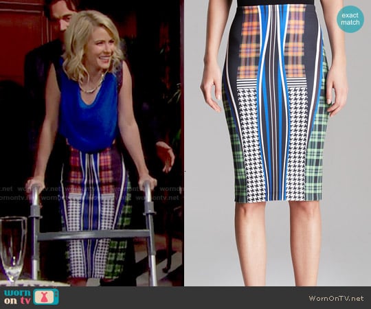 Clover Canyon Dublin Fitted Neoprene Skirt worn by Caroline Spencer (Linsey Godfrey) on The Bold and the Beautiful