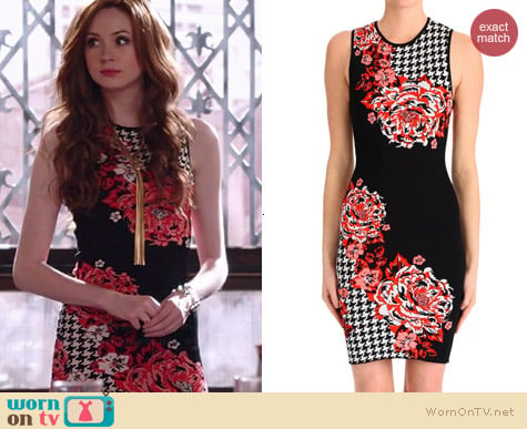 Clover Canyon Floral Houndstooth Dress worn by Karen Gillan on Selfie