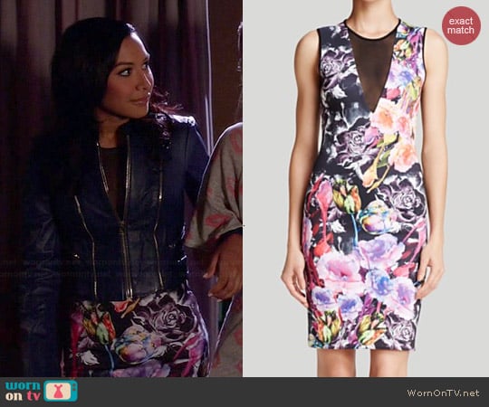 Clover Canyon Floral Sheath Dress worn by Santana Lopez on Glee