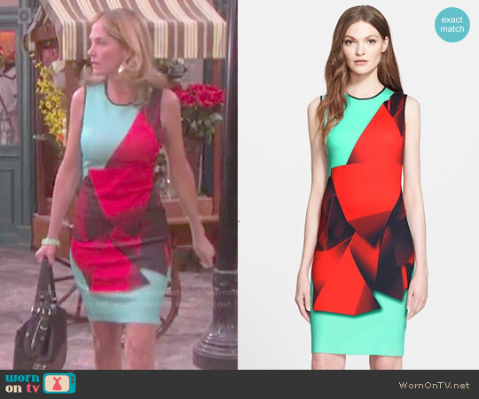 Clover Canyon Folded Floral Sheath Dress worn by Eve Donovan (Kassie DePaiva) on Days of our Lives