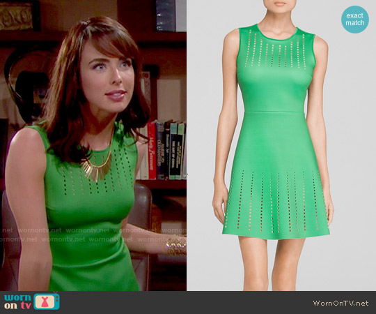 Clover Canyon Green Perforated Dress worn by Ivy Forrester (Ashleigh Brewer) on The Bold and the Beautiful