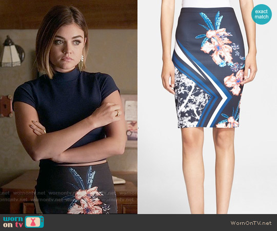 Clover Canyon Modern Romance Skirt worn by Aria Montgomery (Lucy Hale) on Pretty Little Liars