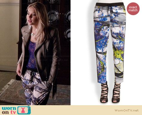 Clover Canyon Space Garden Pants worn by Ashley Benson on PLL