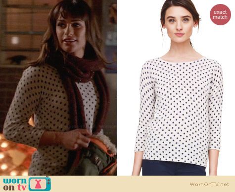 Club Monaco Abby Dot Sweater worn by Lea Michele on Glee