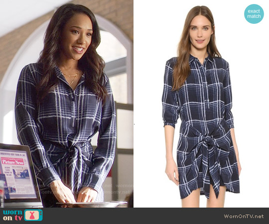 Club Monaco Ladore Tie Front Silk Dress worn by Iris West (Candice Patton) on The Flash