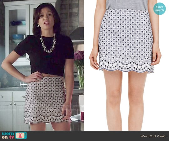 Club Monaco Rhys Embellished Skirt worn by Heather Chandler (Nicole Gale Anderson) on Beauty and the Beast