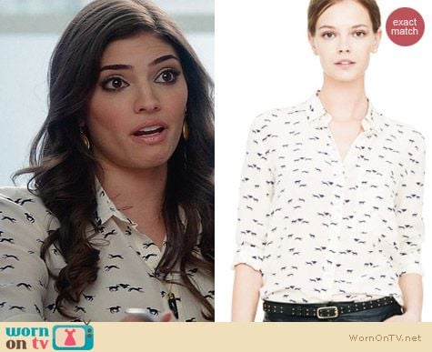 Club Monaco Tomi Greyhound Print Shirt worn by Amanda Setton on The Crazy Ones