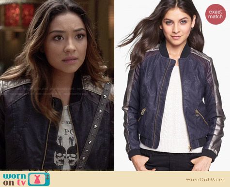 Collection B Multicolor Leather Bomber Jacket worn by Shay Michell on PLL