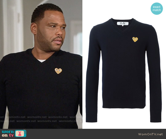 Comme Des Garcons PLAY Heart Embroidered Sweater worn by Andre Johnson (Anthony Anderson) on Black-ish