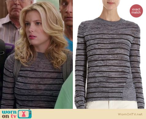 Community Fashion: A.L.C. Heathered striped sweater in grey worn by Britta Perry