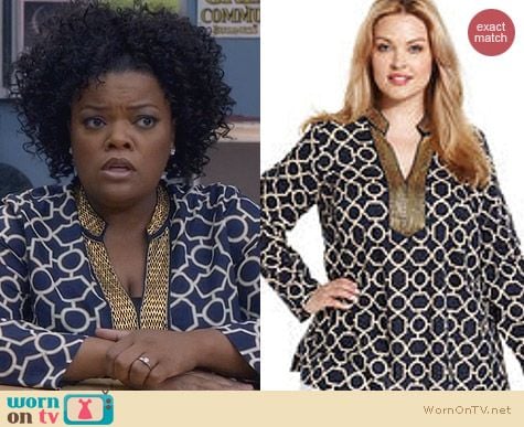 Community Fashion: Charter Club Plus Size Geometric Print Tunic worn by Yvette Nicole Brown