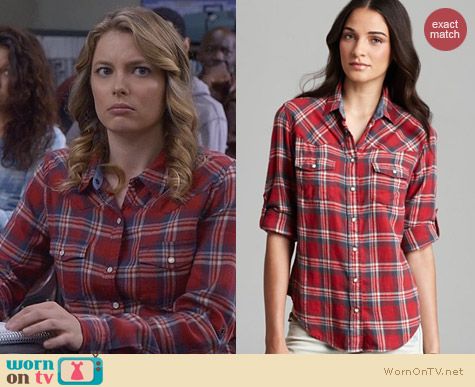 Fashion of Community: JACHS Girlfriend shirt in red plaid worn by Gillian Jacobs