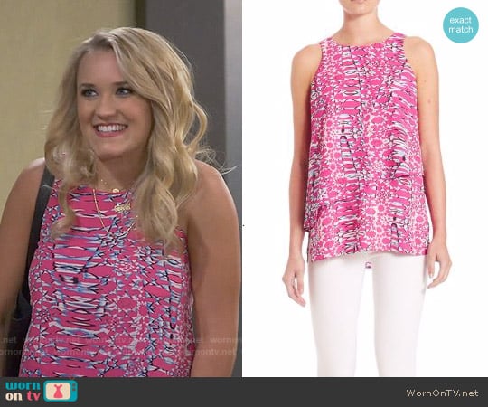 Cooper & Ella Reagan Cascade Top in Pink Sunrise worn by Gabi Diamond (Emily Osment) on Young and Hungry