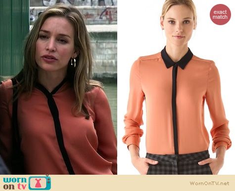 Covert Affairs Fashion: A.L.C. Gillian Blouse in salmon worn by Piper Perabo