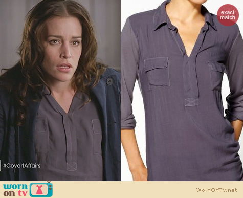 Covert Affairs Fashion: Splendid Shirting Henley in purple worn by Piper Perabo