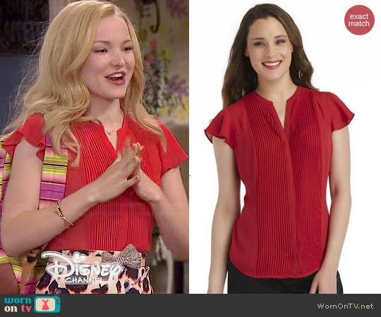 Covington Pleated Blouse worn by Liv Rooney (Dove Cameron) on Liv and Maddie