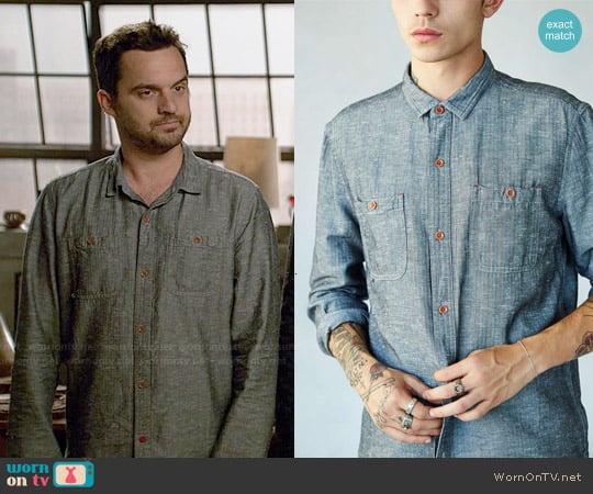 CPO 'Emile' Herringbone Button Down Shirt worn by Nick Miller (Jake Johnson) on New Girl