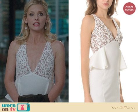 The Crazy Ones Fashion: Bless'ed Are The Meek White The Light Peplum Dress worn by Sarah Michelle Gellar