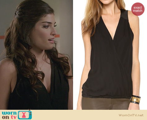 The Crazy Ones Fashion: Ramy Brook April Draped Front Blouse worn by Amanda Setton